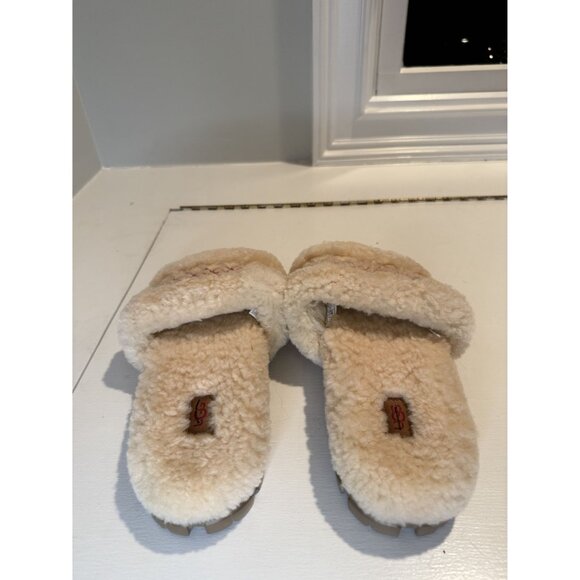 NEW UGG Women's Cozetta Braid Shearling Slide Sandals Cream W US 9 EU 40 [jb] - Picture 12 of 16
